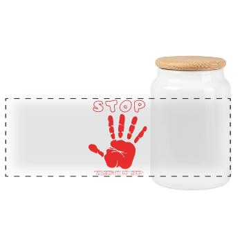 Stop Talk to My Hand- Funny Hand Design - Panoramic Cookie Jar with Wooden Lid - white - Front