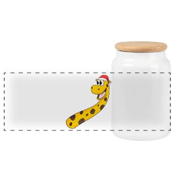 Giraffe Christmas - Panoramic Cookie Jar with Wooden Lid - white - Front
