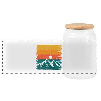 Retro mountagne - Boîte à biscuits avec couvercle en bois - blanc - Devant