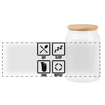 Tuba Schedule - Panoramic Cookie Jar with Wooden Lid - white - Front
