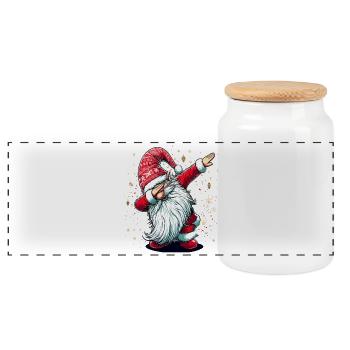 Dabbing Santa Claus Dab Santa Claus - Panoramic Cookie Jar with Wooden Lid - white - Front
