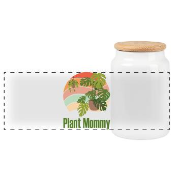 Plant Mommy Vintage Pflanzen Geschenk Pflanzenmama - Panorama Keksdose mit Holzdeckel - Weiß - Vorne