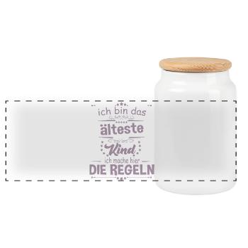 Ich bin das älteste Kind ich mache hier die Regeln - Panorama Keksdose mit Holzdeckel - Weiß - Vorne