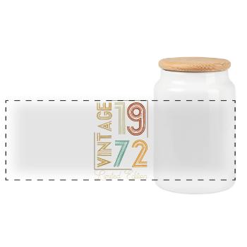 Vintage 1972 Limited Edition Aged to Perfection - Panoramic Cookie Jar with Wooden Lid - white - Front