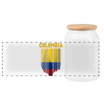 Flagge von Kolumbien, kolumbianischer Stolz - Panorama Keksdose mit Holzdeckel - Weiß - Vorne