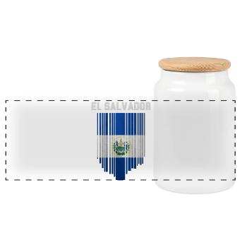 Flag of El Salvador, Salvadoran pride - Panoramic Cookie Jar with Wooden Lid - white - Front