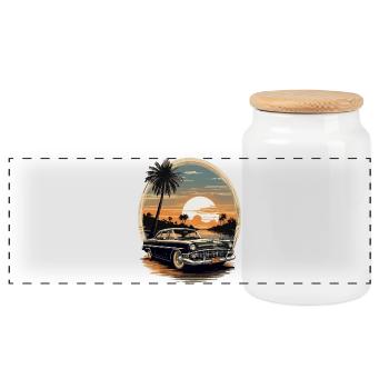 Voitures de collection 1950 - Boîte à biscuits avec couvercle en bois - blanc - Devant
