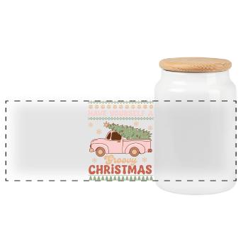 Pull de Noël moche - Boîte à biscuits avec couvercle en bois - blanc - Devant