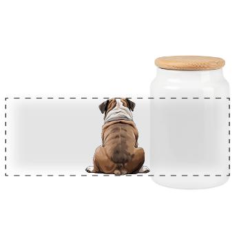 Bouledogue - Boîte à biscuits avec couvercle en bois - blanc - Devant