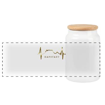 Cape Town Skyline Heartbeat South Africa Table Mountain - Panoramic Cookie Jar with Wooden Lid - white - Front
