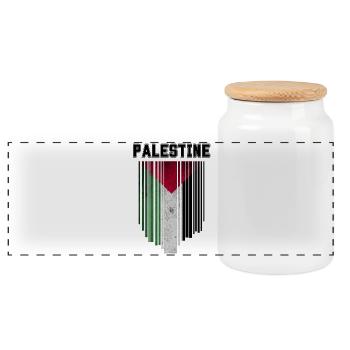 Flag of Palestine, Palestinian pride - Panoramic Cookie Jar with Wooden Lid - white - Front