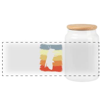 Retro honey bee - Panoramic Cookie Jar with Wooden Lid - white - Front