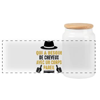 Qui a Besoin de Cheveux Cadeau Humour pour Chauve - Boîte à biscuits avec couvercle en bois - blanc - Devant