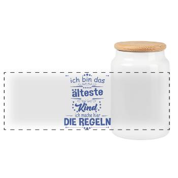 Ich bin das älteste Kind ich mache hier die Regeln - Panorama Keksdose mit Holzdeckel - Weiß - Vorne