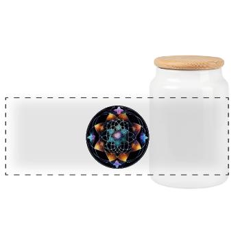 Luminous Mandala MeshGeometry - Panoramic Cookie Jar with Wooden Lid - white - Front