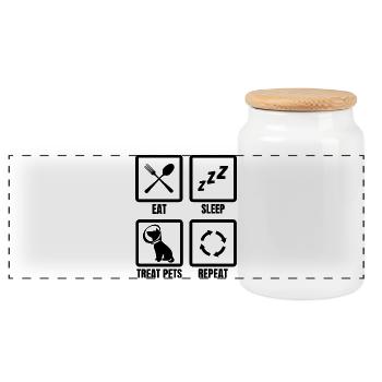 Veterinarian Routine - Panoramic Cookie Jar with Wooden Lid - white - Front