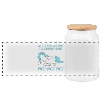 ! What do we say to christmas? No No No! - Panoramic Cookie Jar with Wooden Lid - white - Front