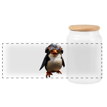 Penguin Sunglasses Gift I Love Penguins - Panoramic Cookie Jar with Wooden Lid - white - Front