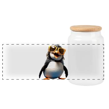Pinguin Sonnenbrille Geschenk Ich Liebe Pinguine - Panorama Keksdose mit Holzdeckel - Weiß - Vorne