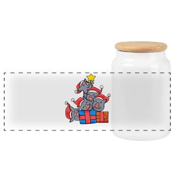Chauve-souris arbre de Noël Noël - Boîte à biscuits avec couvercle en bois - blanc - Devant