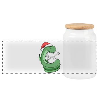 Serpent Mignon Fatigué Noël - Boîte à biscuits avec couvercle en bois - blanc - Devant