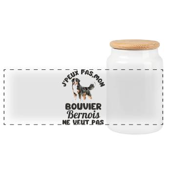 bouvier bernois chien mignon 2 - Boîte à biscuits avec couvercle en bois - blanc - Devant