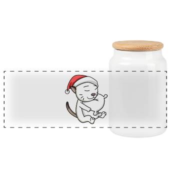 Chat Mignon Colorpoint Shorthair Fatigué Noël - Boîte à biscuits avec couvercle en bois - blanc - Devant