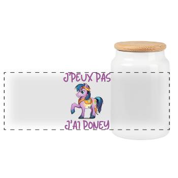 j'peux pas j'ai poney, poney, équitation - Boîte à biscuits avec couvercle en bois - blanc - Devant