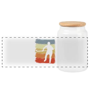 Vintage Field Hockey - Panoramic Cookie Jar with Wooden Lid - white - Front