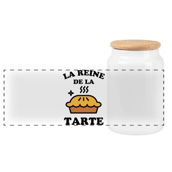 La reine de la tarte 1 - Boîte à biscuits avec couvercle en bois - blanc - Devant