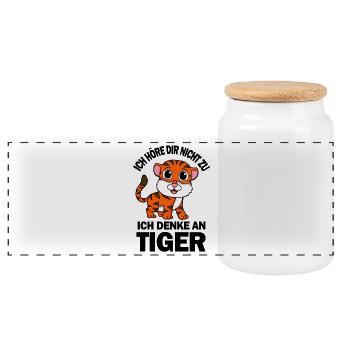 Tier Tiger - Panorama Keksdose mit Holzdeckel - Weiß - Vorne