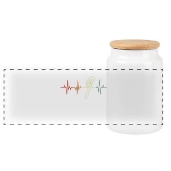 Pipe Wrench Heart Palpitations - Panoramic Cookie Jar with Wooden Lid - white - Front