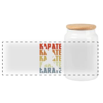 Karaté rétro - Boîte à biscuits avec couvercle en bois - blanc - Devant