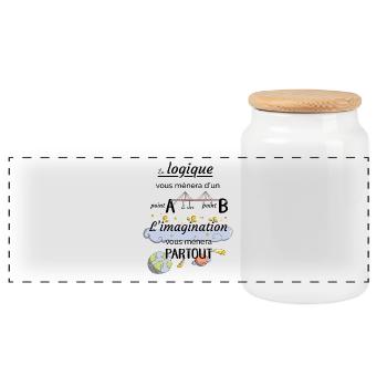 Citation imagination - Boîte à biscuits avec couvercle en bois - blanc - Devant