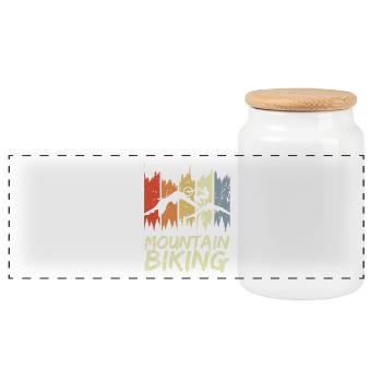 Vintage Mountainbiking - Panorama Keksdose mit Holzdeckel - Weiß - Vorne