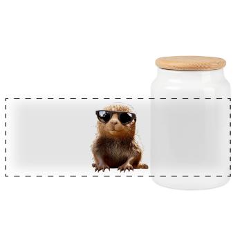 Taupe avec des lunettes de soleil Love Cute Moles - Boîte à biscuits avec couvercle en bois - blanc - Devant
