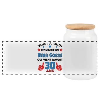 30 ans anniversaire homme cadeau humour drôle - Boîte à biscuits avec couvercle en bois - blanc - Devant