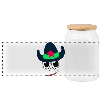 Cow-boy - Boîte à biscuits avec couvercle en bois - blanc - Devant