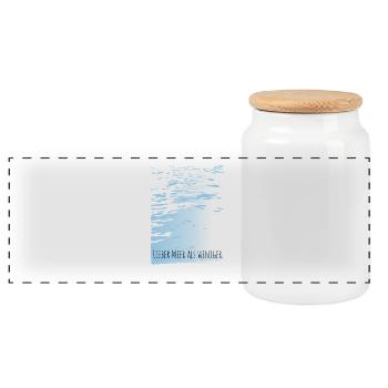 lieber meer als weniger wasser motto minimal cool - Panorama Keksdose mit Holzdeckel - Weiß - Vorne