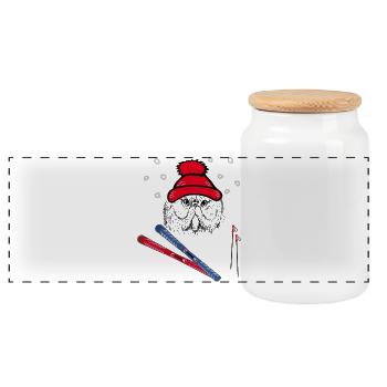 Ski jumpers, winter sports - Panoramic Cookie Jar with Wooden Lid - white - Front