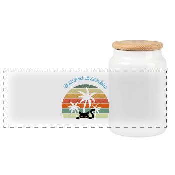 Retrosunset chat noir vintage - cat's lover - Boîte à biscuits avec couvercle en bois - blanc - Devant