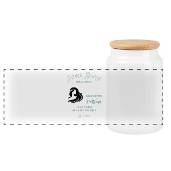Humorous horse Instagram post - Panoramic Cookie Jar with Wooden Lid - white - Front