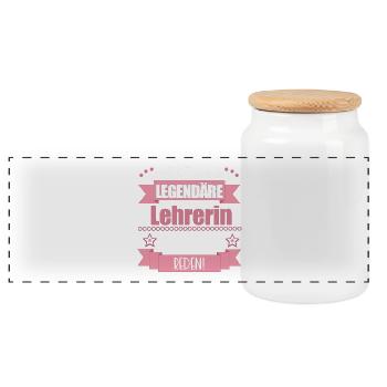 Lustiger Spruch für Lehrerin – Geschenkidee - Panorama Keksdose mit Holzdeckel - Weiß - Vorne
