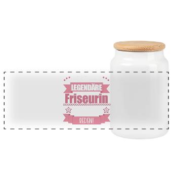 Lustiger Spruch für Friseurin – Geschenkidee - Panorama Keksdose mit Holzdeckel - Weiß - Vorne