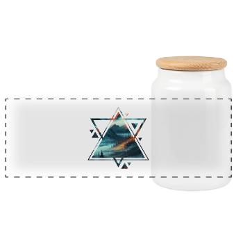Étoile géométrique sur paysages montagnards - Boîte à biscuits avec couvercle en bois - blanc - Devant