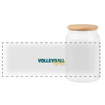 Volley Dive : Duo de joueurs dynamiques - Boîte à biscuits avec couvercle en bois - blanc - Devant