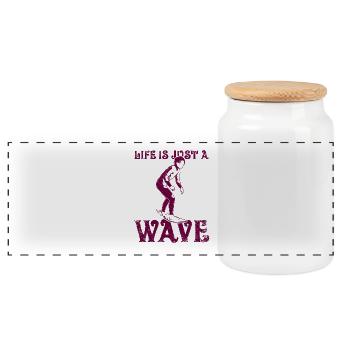 Life is just a wave - Panoramic Cookie Jar with Wooden Lid - white - Front