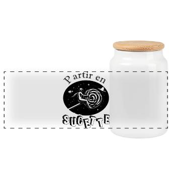 Partir en sucette - Boîte à biscuits avec couvercle en bois - blanc - Devant