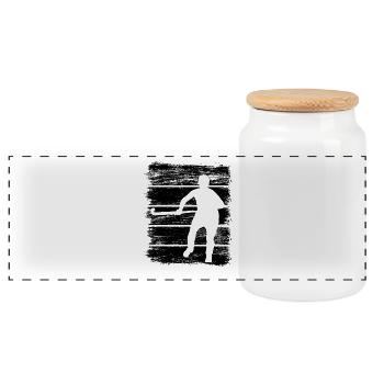 Dessin de joueur de hockey - Boîte à biscuits avec couvercle en bois - blanc - Devant