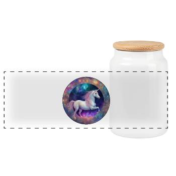 Galactic Unicorn Circle - Panoramic Cookie Jar with Wooden Lid - white - Front